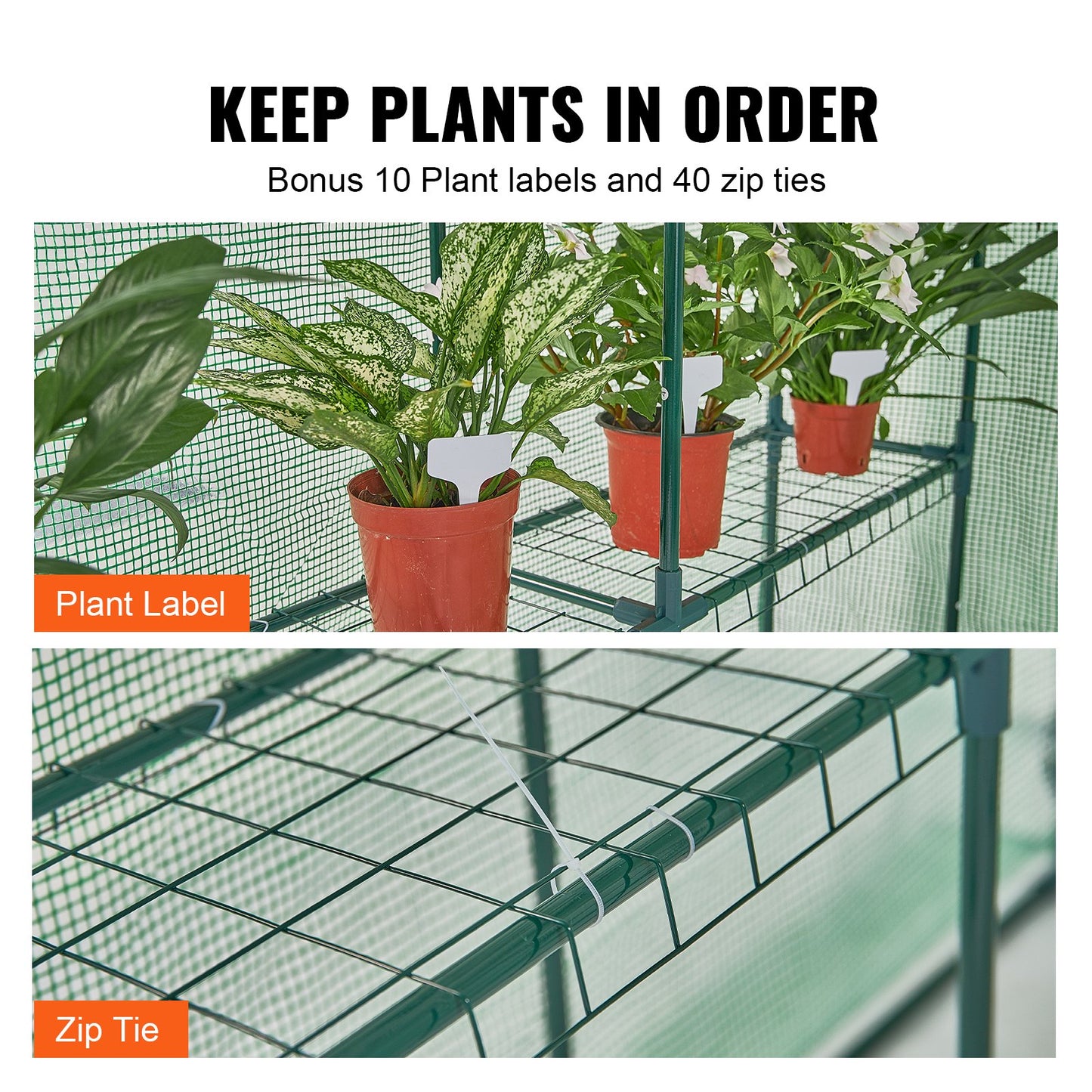 VEVOR Walk-in Green House, 4.6 x 4.6 x  6.6 ft  Greenhouse with Shelves, Set Up