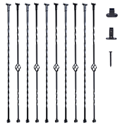 VEVOR Staircase Metal Balusters, 44'' x 1/2" Galvanized Steel Decorative Banister