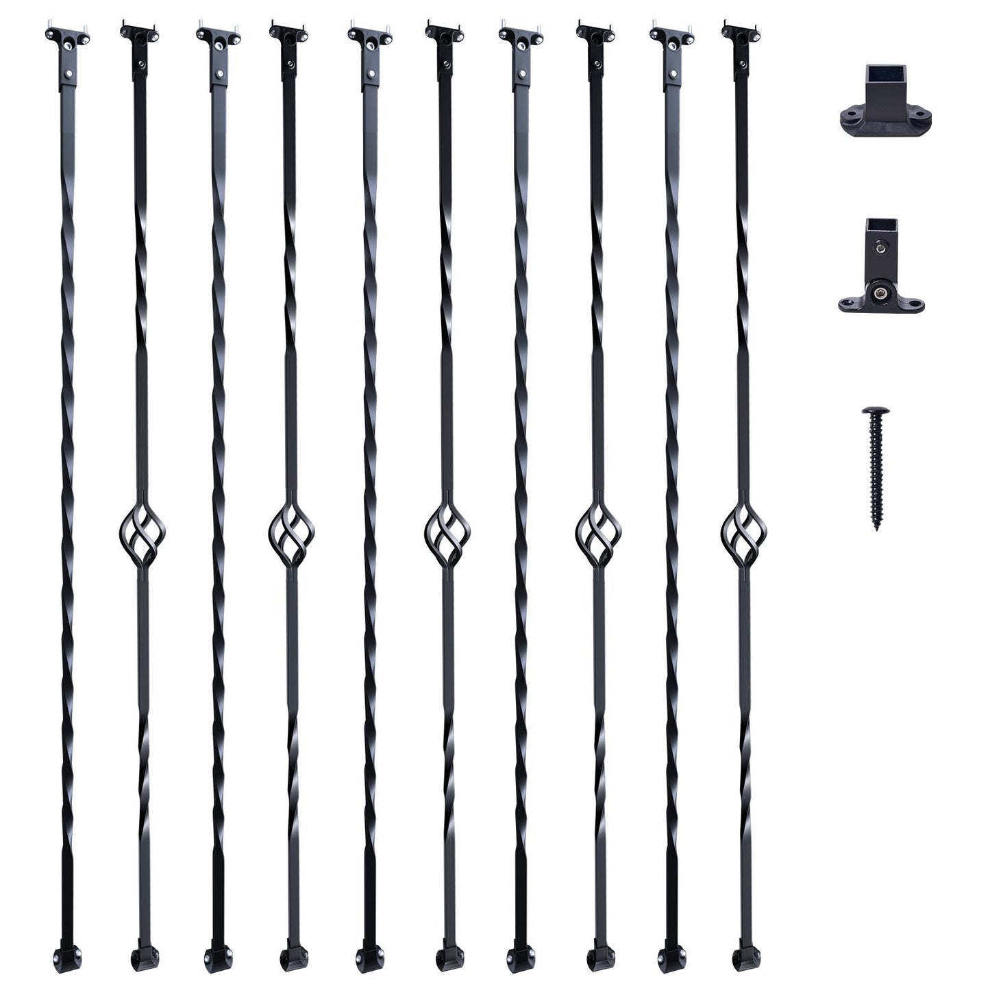 Decorative Steel Staircase Balusters, 1.12m x 13mm, 10-Pack, Matte Black