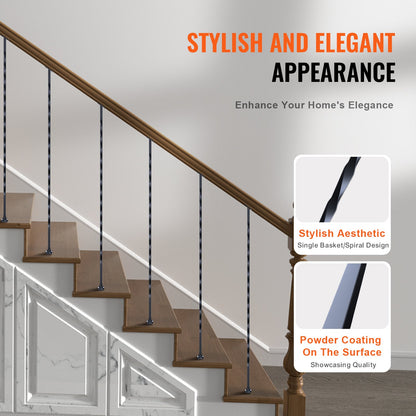 VEVOR Staircase Metal Balusters, 44'' x 1/2" Galvanized Steel Decorative Banister
