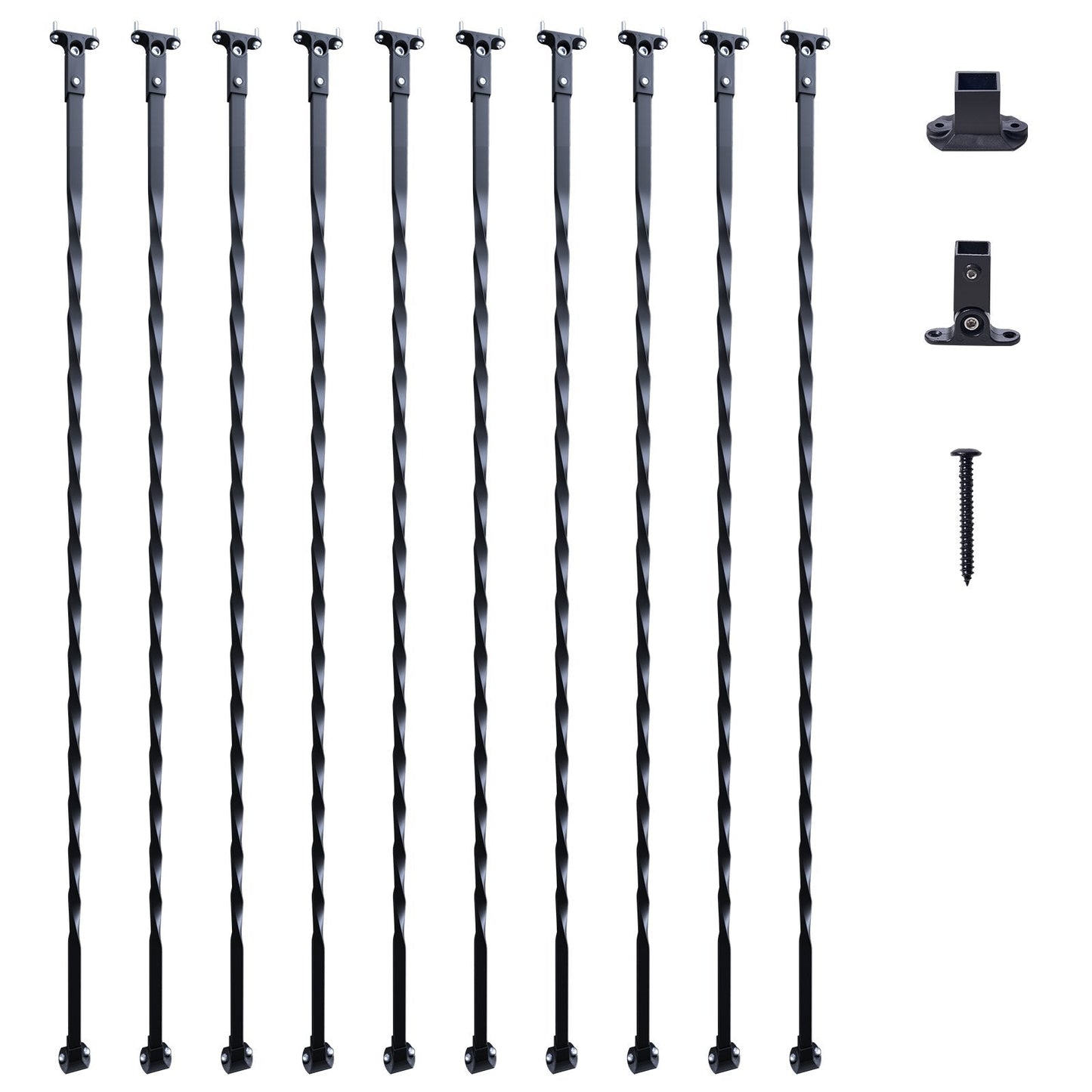 Galvanized Steel Spiral Staircase Balusters, 1.12m, Pack of 10, Matte Black