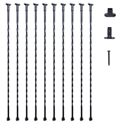 Galvanized Steel Spiral Staircase Balusters, 1.12m, Pack of 10, Matte Black