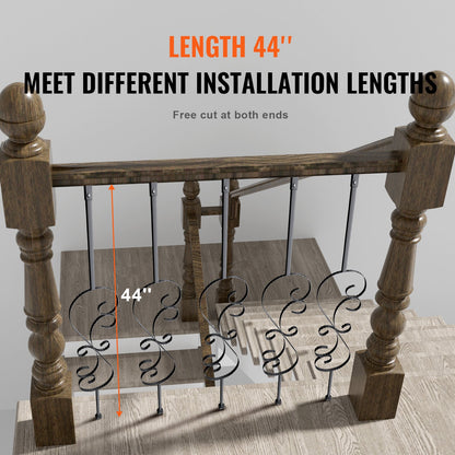 VEVOR Staircase Metal Balusters, 44'' x 1/2" Galvanized Steel Decorative Banister
