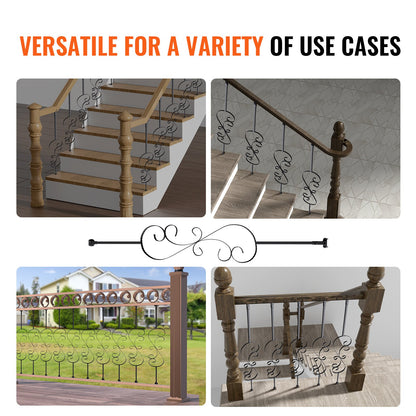 VEVOR Staircase Metal Balusters, 44'' x 1/2" Galvanized Steel Decorative Banister
