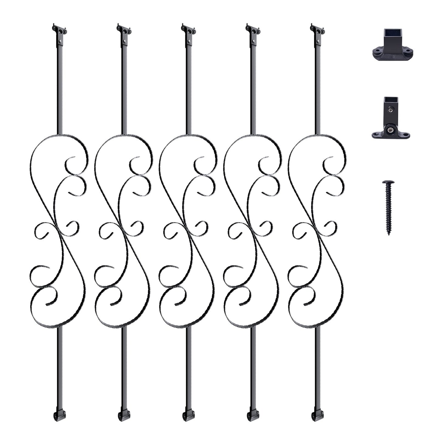 VEVOR Staircase Metal Balusters, 44'' x 1/2" Galvanized Steel Decorative Banister