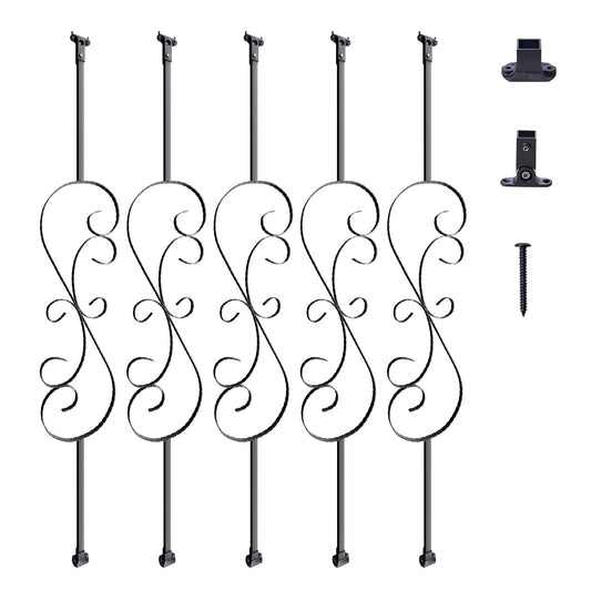 VEVOR Staircase Metal Balusters, 44'' x 1/2" Galvanized Steel Decorative Banister