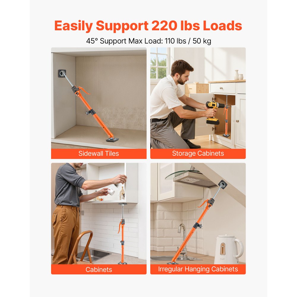 2Pcs Cabinet Jack Support Pole 64.5-115 cm Telescopic Quick Support Rod