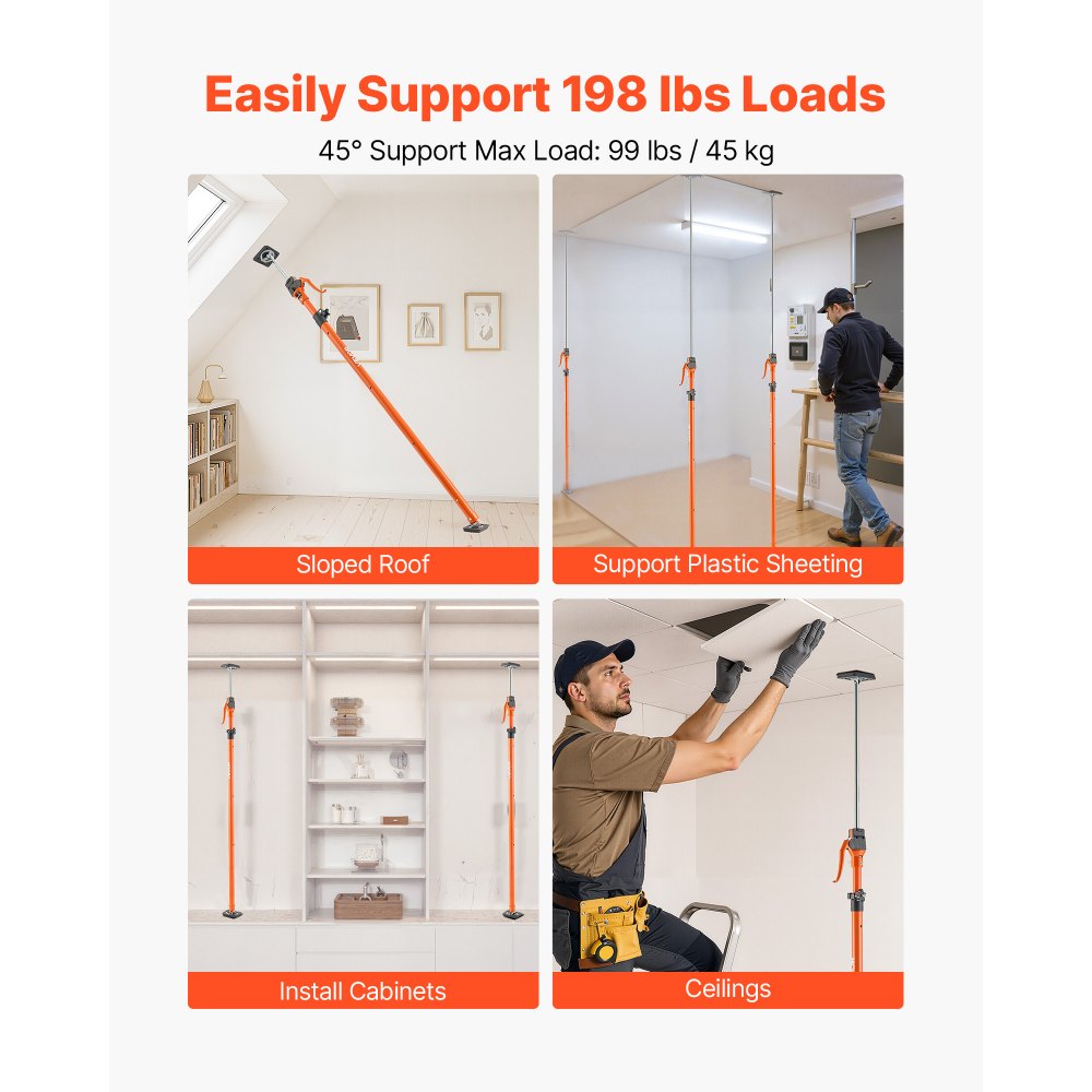 4Pcs Cabinet Jack Support Pole 125-291 cm Telescopic Quick Support Rod