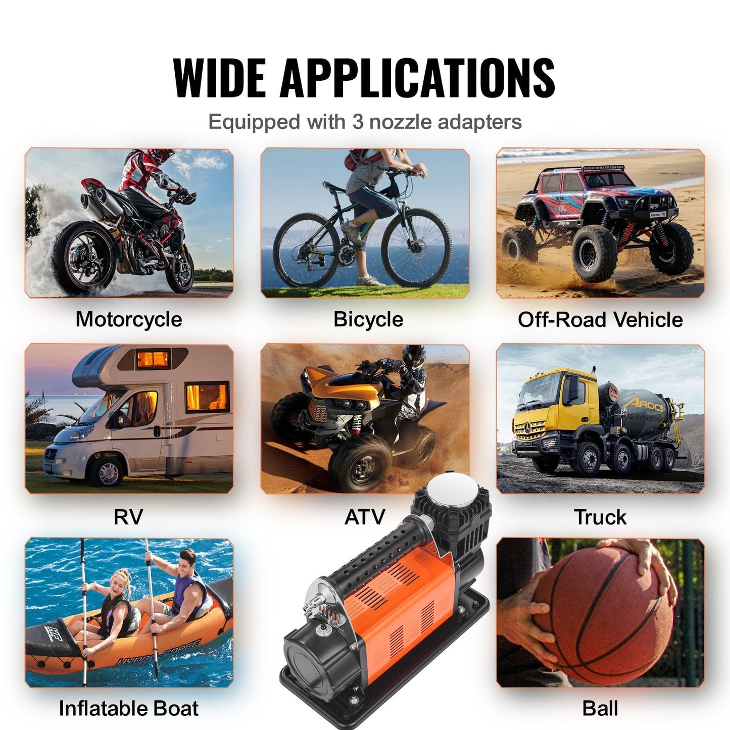 Portable Heavy Duty Air Compressor, 7.06 CFM, 150 PSI, Tire Inflator, 8.7 kg