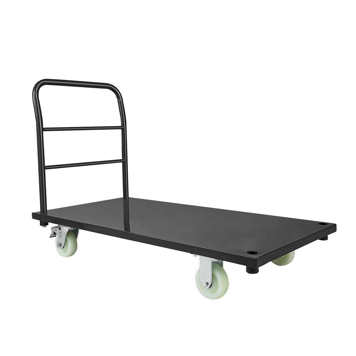 Heavy Duty Platform Truck, 907.18 kg Capacity, Industrial Steel Flatbed Cart with Swivel Wheels and Handle, Platform Hand Push Truck Dolly, Easy Storage, for Luggage Moving, 1220 x 610 x 815 mm