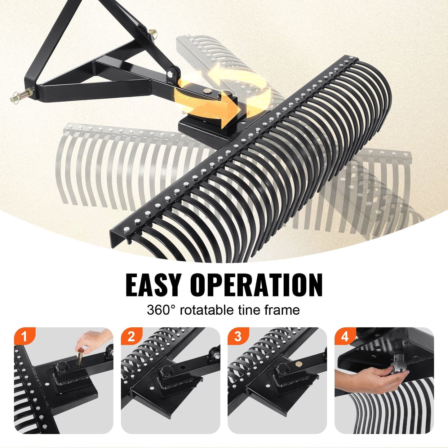 Tow-Behind Dethatcher with 1.5m Width & 32 Steel Tines for Tractors
