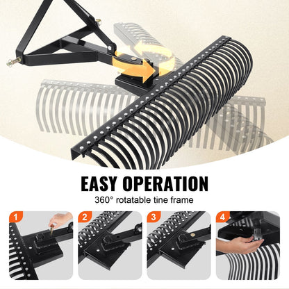 Tow-Behind Dethatcher with 1.5m Width & 32 Steel Tines for Tractors