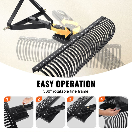 Tow-Behind Dethatcher with 1.5m Width & 32 Steel Tines for Tractors