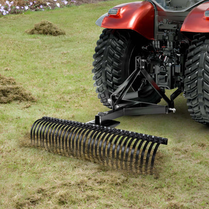 Tow Behind Dethatcher, 1525mm Tow Dethatcher with 32 Steel Tines, 3-Point Lawn Dethatcher Rake with Attachments for Tractor, Landscape Rake for Garden, Farm, Grass