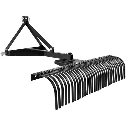 Tow Behind Dethatcher, 1525mm Tow Dethatcher with 32 Steel Tines, 3-Point Lawn Dethatcher Rake with Attachments for Tractor, Landscape Rake for Garden, Farm, Grass