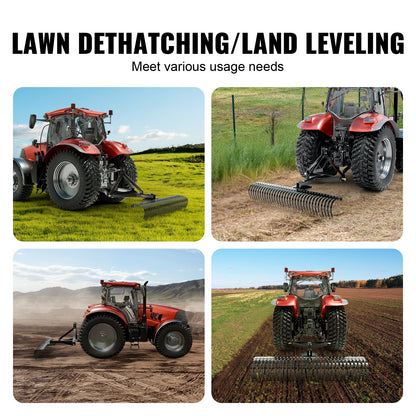 VEVOR Tow Behind Dethatcher, 1.8m Tow Dethatcher with 36 Steel Tines, 3-Point Lawn