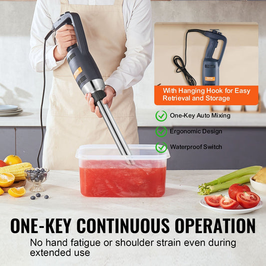 Commercial 350W Hand Mixer for Soups and Sauces, 0.5m Shaft, 3.95 kg