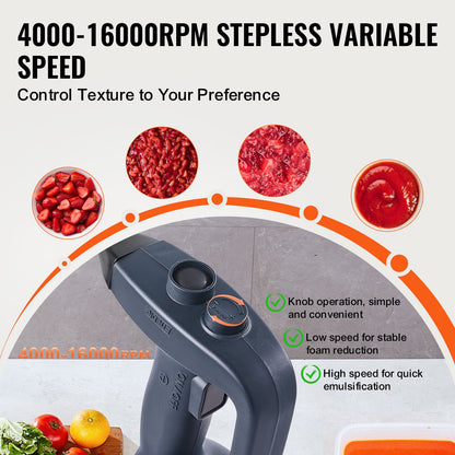 Commercial Immersion Blender, 350W Heavy Duty Hand Mixer, 10 inch Stepless Variable Speed Mixer with Stainless Steel Blade, Multi-Purpose Portable Mixer for Soup, Sauces, Mashed Potatoes, Cream
