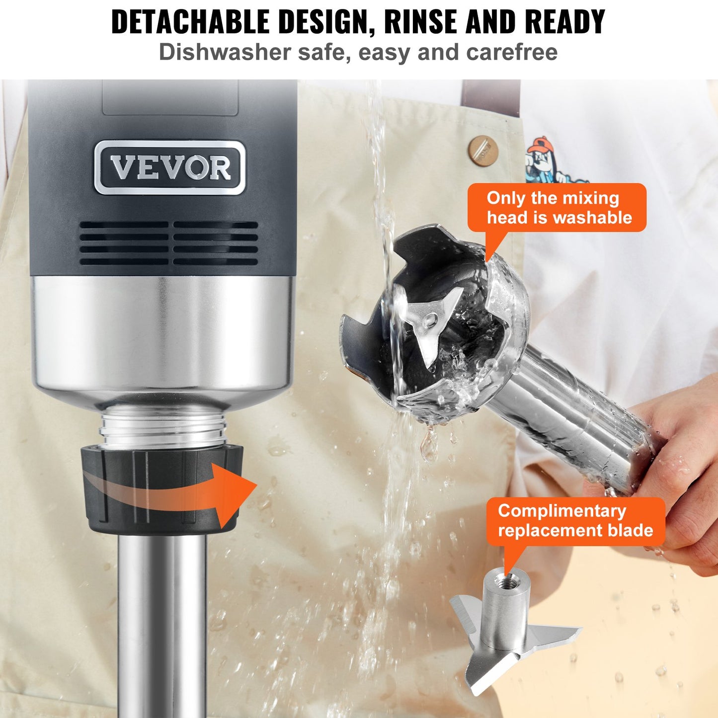 Professional Stick Blender, 750W Durable Handheld Mixer, Adjustable Speed with Stainless Steel Blade, Versatile Hand Mixer for Soups, Smoothies, Purees, and Baby Food