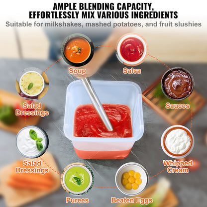 Professional Stick Blender, 750W Durable Handheld Mixer, Adjustable Speed with Stainless Steel Blade, Versatile Hand Mixer for Soups, Smoothies, Purees, and Baby Food
