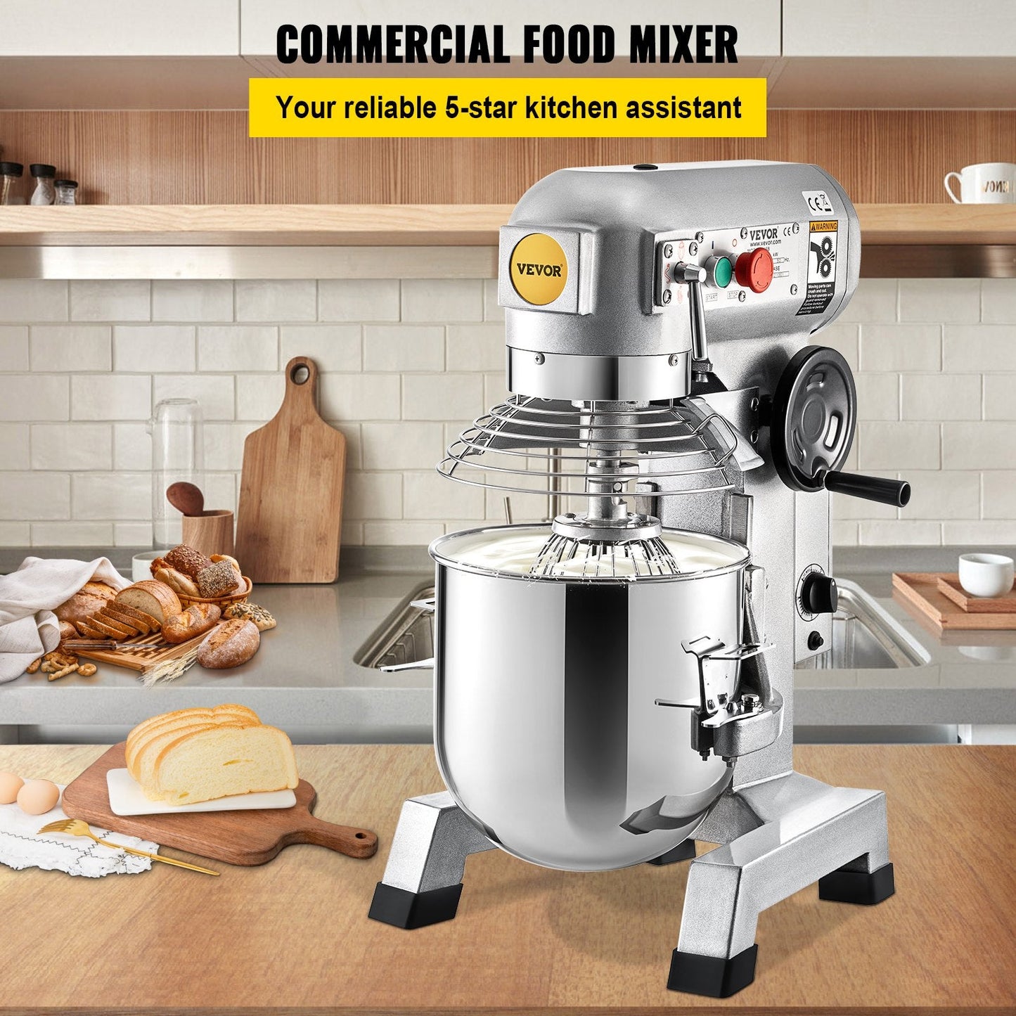 10L Commercial Electric Stand Mixer, 450W, with 3 Speeds & Timer Function