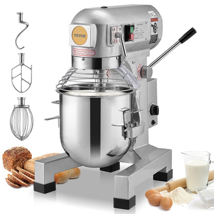 10L 550W Commercial Stand Mixer, 3-Speed Dough Mixer for Restaurants