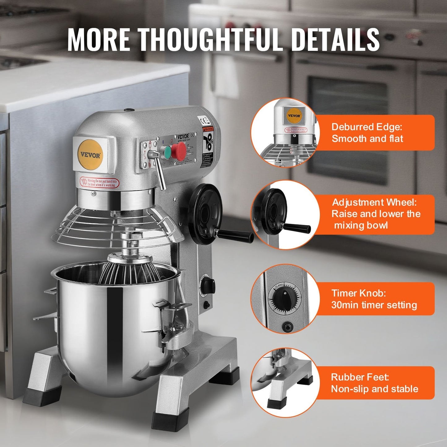 Commercial 18.7L 3-Speed Food Mixer, 1100W Stand Mixer for Restaurants