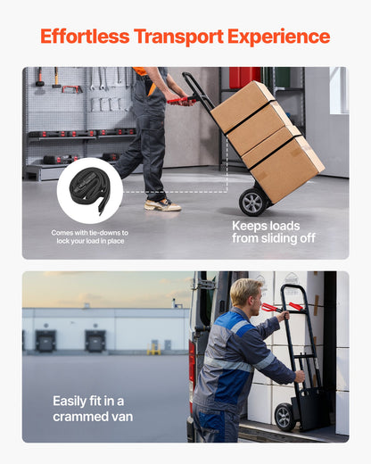 Hand Truck, 272 kg Load Capacity, Heavy-Duty Hand Truck Dolly with Wheels & Telescoping Handle, Portable Trolley Dolly with Tie-down Strap for Moving Home, Office, Warehouse, Supermarket