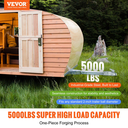 VEVOR Straight Trailer Coupler, for 5.08cm Hitch Ball, 7.62cm Channel, 2267kg Capacity,