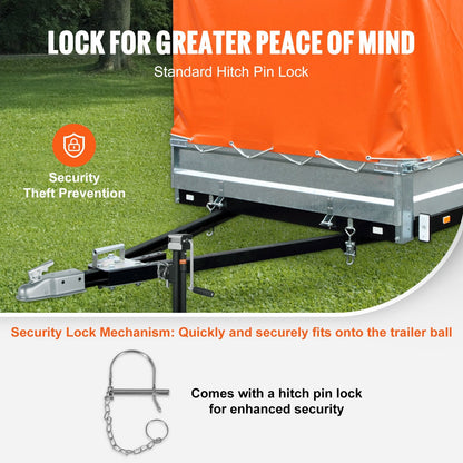 Heavy Duty Trailer Coupler for 5cm Hitch Ball, 2.3 Ton Capacity, Zinc Plated