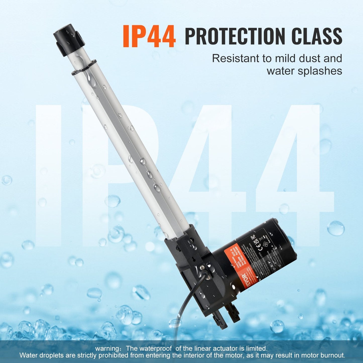 Heavy Duty 12V Linear Actuator, 250mm Stroke, 6000N Force, IP44 Rated
