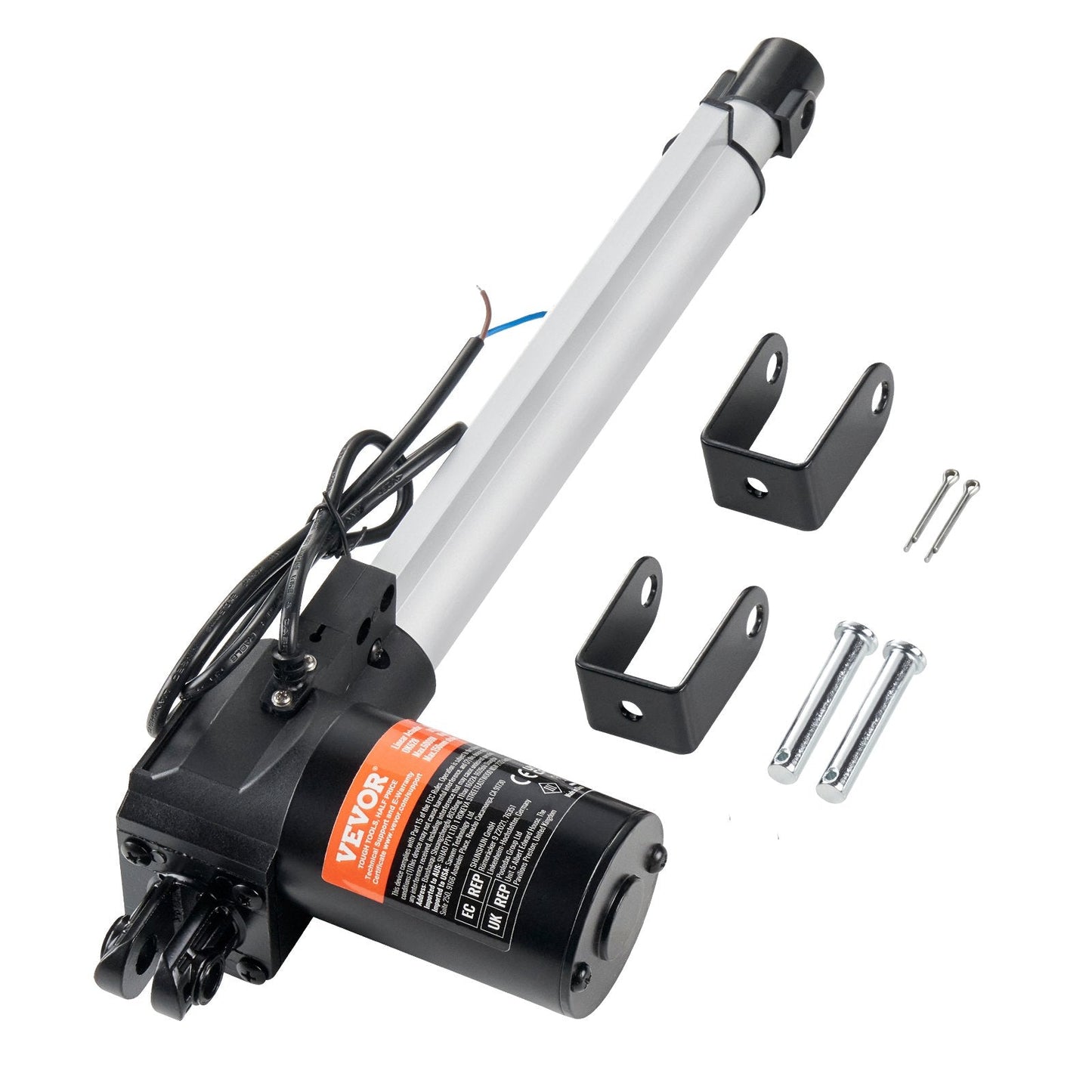 Heavy Duty 12V Linear Actuator, 250mm Stroke, 6000N Force, IP44 Rated