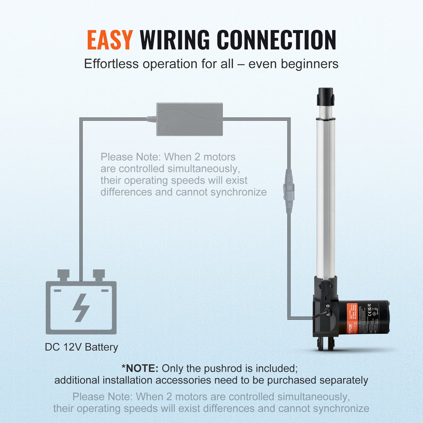 VEVOR Linear Actuator 12V, 12 Inch Heavy Duty 1320lbs/6000N Linear Actuator, 0.19"/s