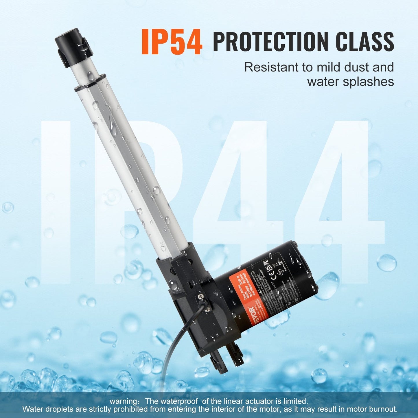 Heavy Duty 12V Linear Actuator, 200mm Stroke, 6000N Force, IP44 Rated
