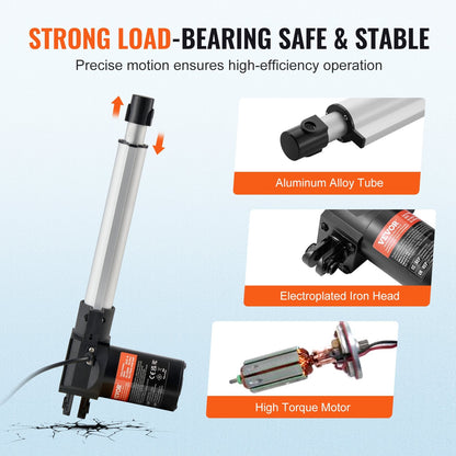 Heavy Duty 12V Linear Actuator, 200mm Stroke, 6000N Force, IP44 Rated