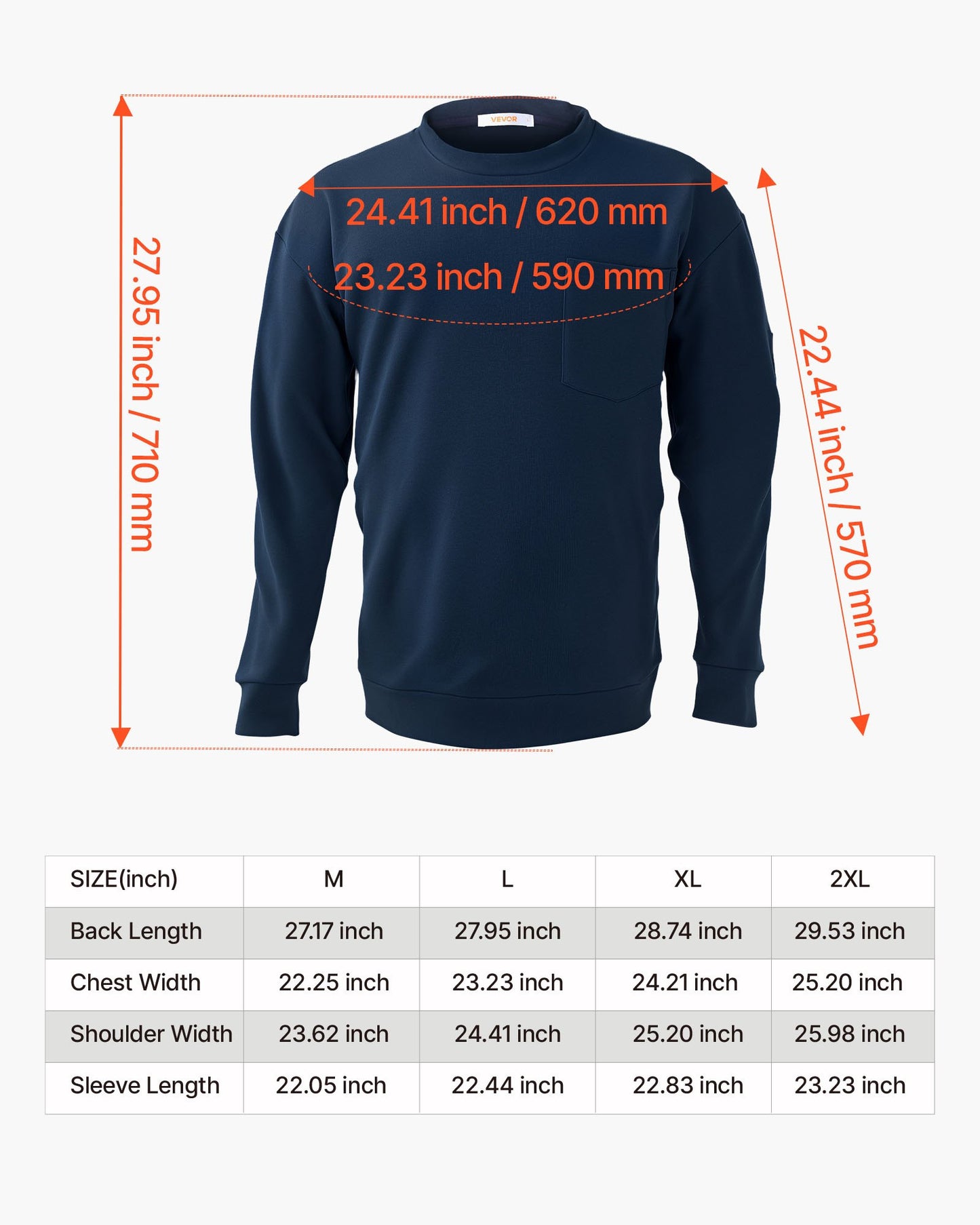 FR Shirts, Flame Resistant Long Sleeve Clothing Lightweight 7 oz Breathable Cotton, Men's Fire Retardant Work Shirt with Pre-shrink Treatment & Pocket, for Welders,Electricians,Navy Blue L