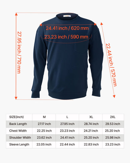 FR Shirts, Flame Resistant Long Sleeve Clothing Lightweight 7 oz Breathable Cotton, Men's Fire Retardant Work Shirt with Pre-shrink Treatment & Pocket, for Welders,Electricians,Navy Blue L