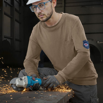 FR Shirts, Flame Resistant Long Sleeve Clothing Lightweight 7 oz Breathable Cotton, Men's Fire Retardant Work Shirt with