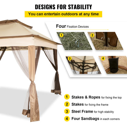 VEVOR Outdoor Canopy Gazebo Tent, Portable Canopy Shelter with 11\'x11\' Large Shade