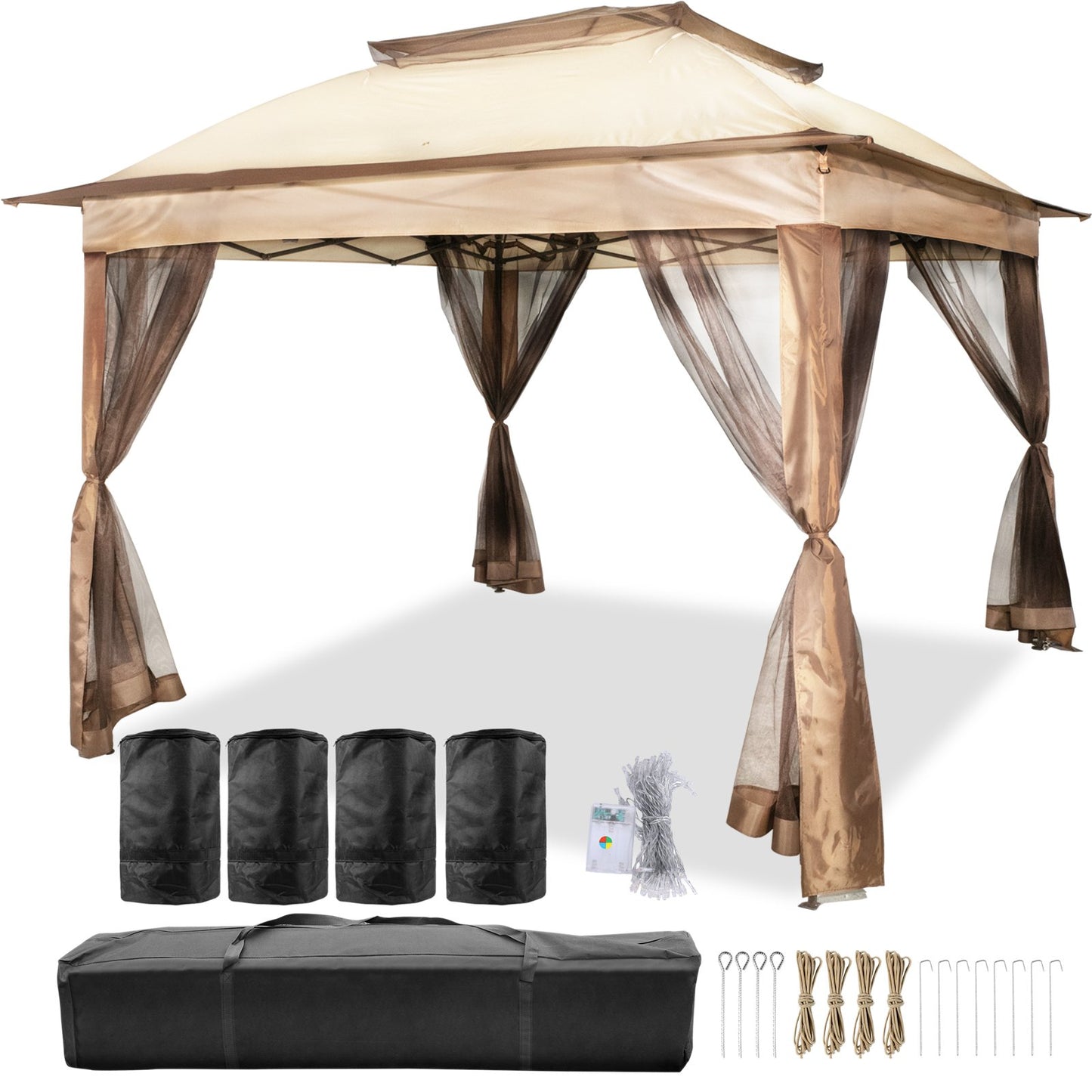 VEVOR Outdoor Canopy Gazebo Tent, Portable Canopy Shelter with 11\'x11\' Large Shade