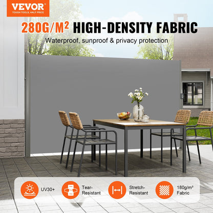 Retractable Aluminum Privacy Screen, 160x300m, Gray, Polyester, UV Protection