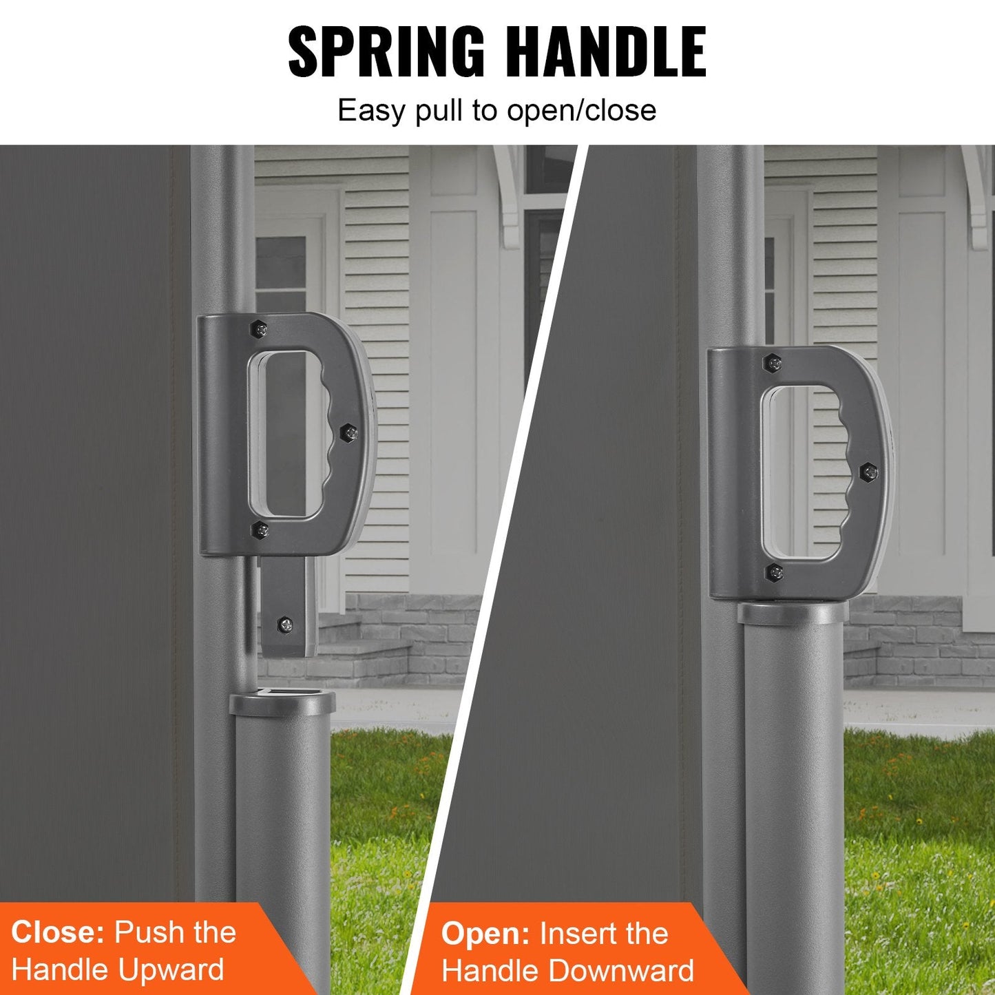 Outdoor Aluminum Privacy Screen, 1.8x3m Retractable Awning, 280g Polyester, Gray