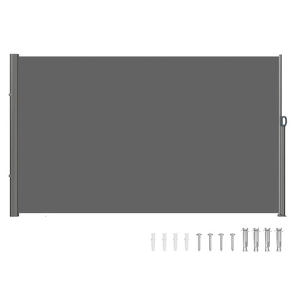 Outdoor Aluminum Privacy Screen, 1.8x3m Retractable Awning, 280g Polyester, Gray