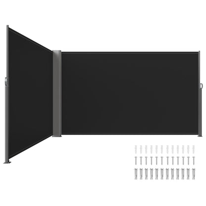 Retractable Privacy Screen: 1.8x6m Aluminum, UV-Resistant, Waterproof, Black