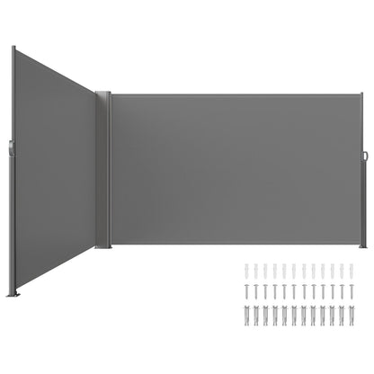 Retractable 1.8x6m Aluminum Privacy Screen, Gray UV-Resistant Patio Divider