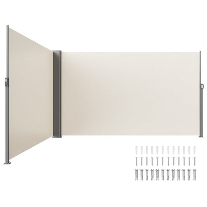 Outdoor Retractable Privacy Screen, 1.8x6m Aluminum Awning, UV Resistant, Beige