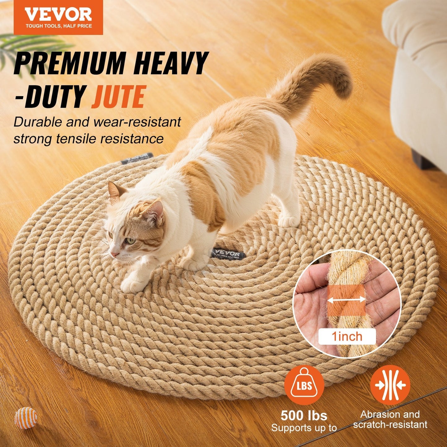 30.5m Heavy-Duty Jute Climbing Rope for Fitness and Strength Training