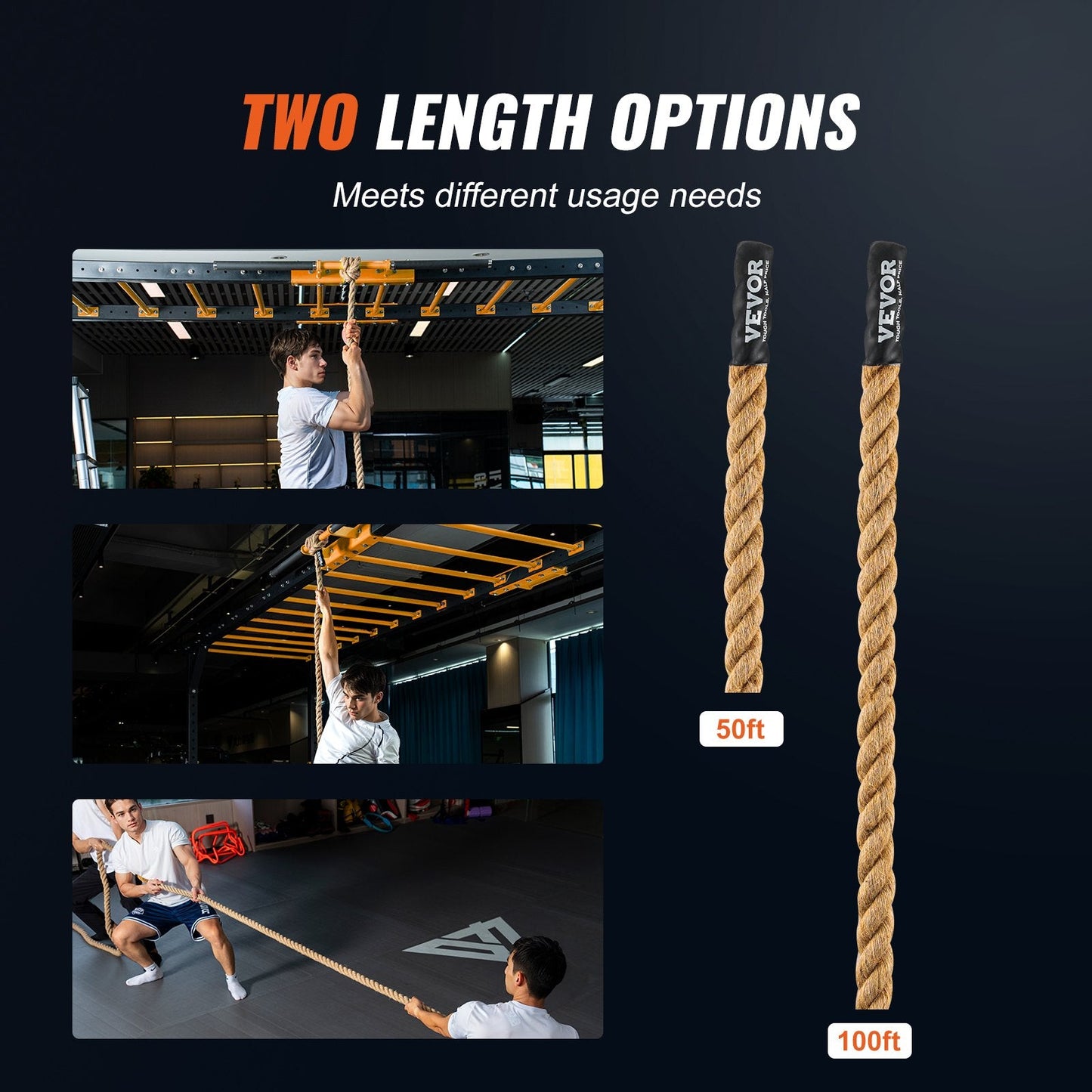 15m Gym Climbing Rope - Heavy-Duty Jute for Strength Training and Home Exercise
