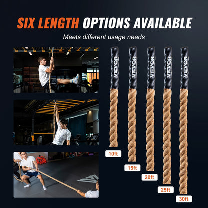 3.05m Heavy-Duty Jute Gym Climbing Rope - 227kg Capacity for Strength Training
