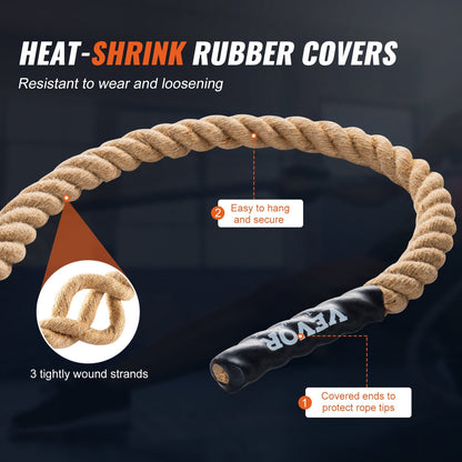 Durable 4.6m Jute Climbing Rope for Strength Training and Home Fitness